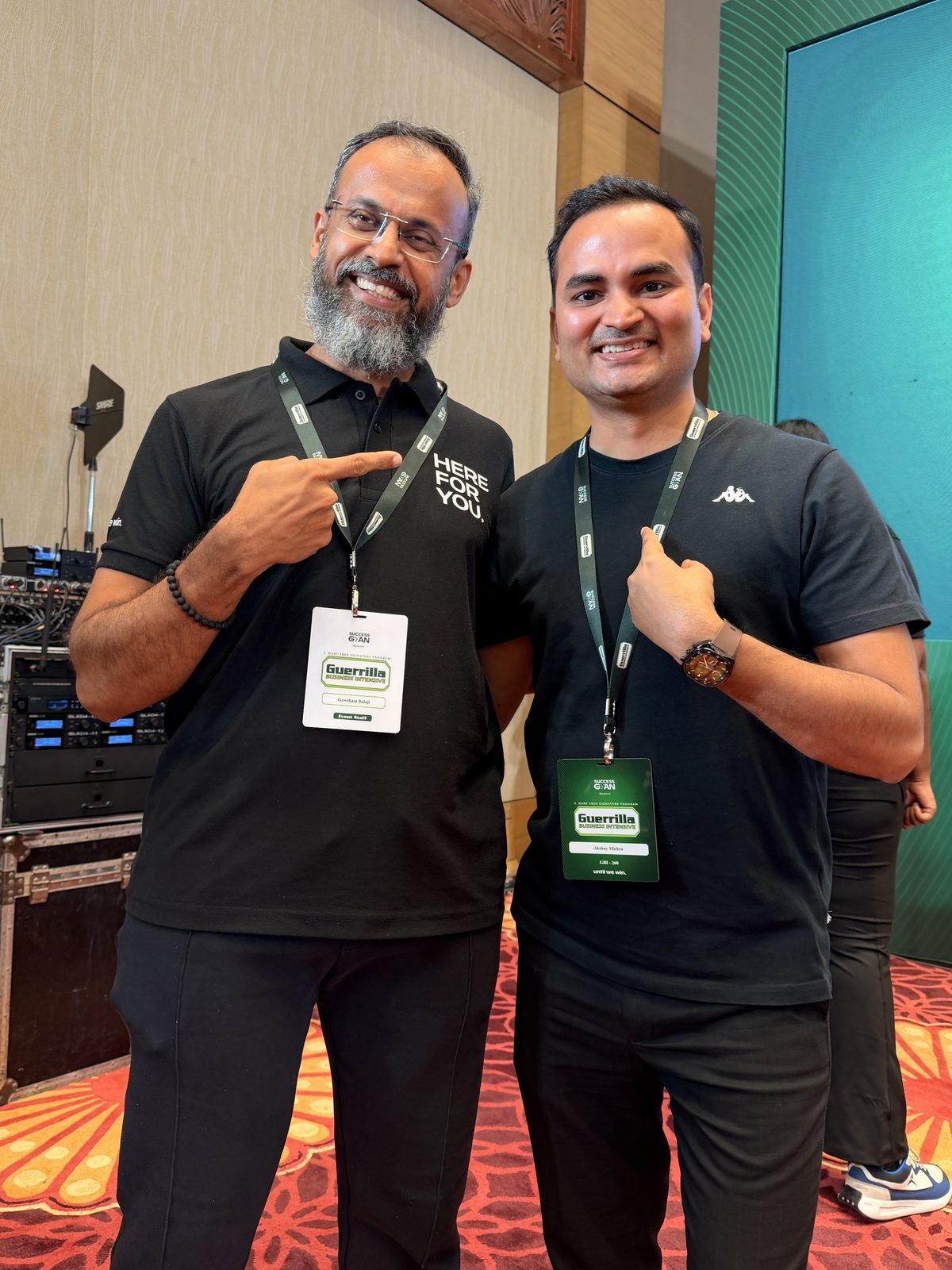 Akshay Mishra with a fellow attendee at the Guerrilla Business Intensive